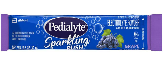 Abbott Nutrition | Oral Electrolyte Solution Pedialyte Sparkling Rush Powder Packs Grape Flavor CS/36 | 67225