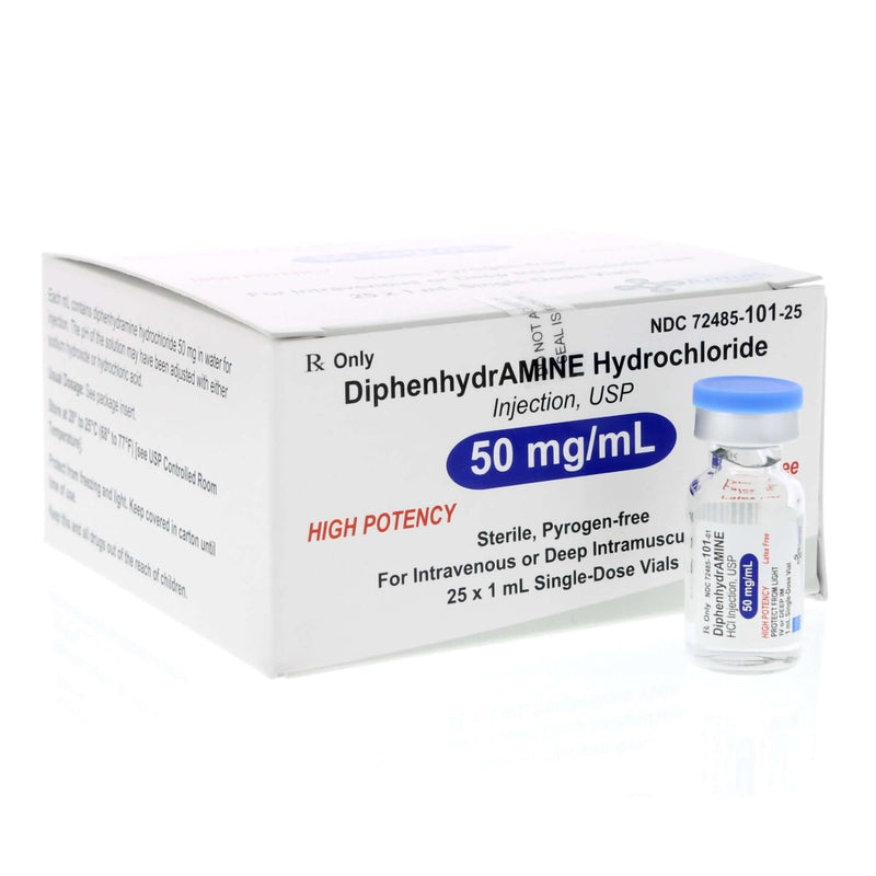 Diphenhydramine HCl 50 mg / mL Injection, 25/Ct 00641037625