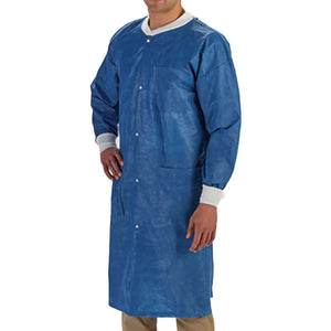 Lab Coat LabMates Blue Large Knee Length SMS Disposable | SurgiMac Dental Supply