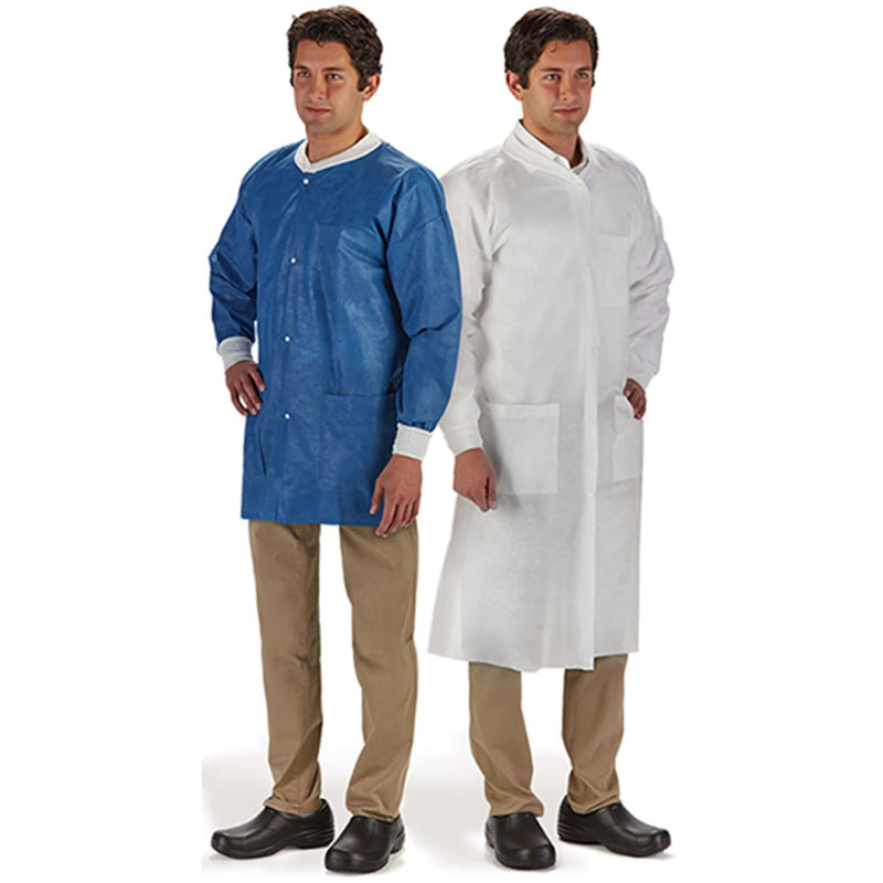 Lab Jacket LabMates® Blue Medium Hip Length SMS Disposable | SurgiMac Dental Supply