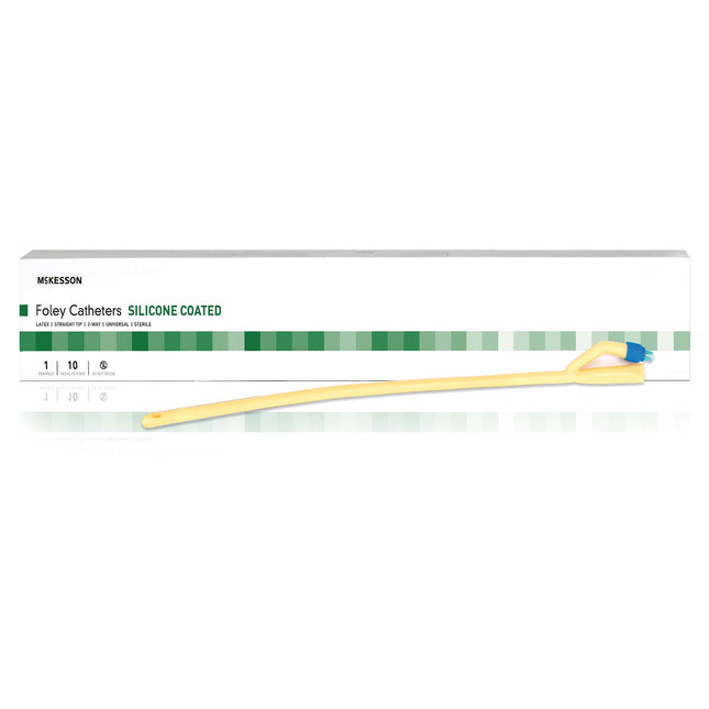 Foley Catheter McKesson 2-Way Standard Tip 30 cc Balloon 18 Fr. Silicone Coated Latex