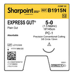 Absorbable Suture with Needle Surgical Specialties Plain Gut PC1 3/8 Circle Precision Conventional Cutting Needle Size 5 - 0 B1915N