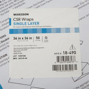 Sterilization Wrap Blue 36 X 36 Inch Single Layer Cellulose Steam / EO Gas McKesson 18-490-BX-1