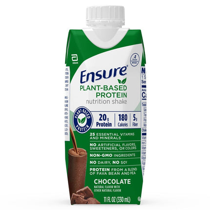 Oral Supplement Ensure Plant Based Protein Nutrition Shake Chocolate Flavor Liquid Carton