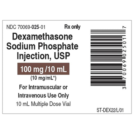 Dexamethasone Sodium Phosphate 10 mg / mL Injection 10 mL