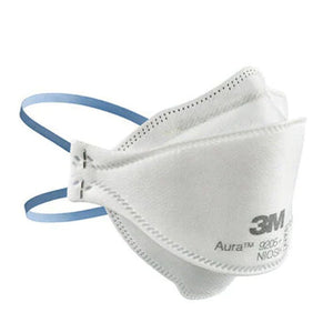 3M 9205+ Particulate Respirator Mask 3M Aura Industrial N95 Flat Fold Elastic Strap One Size Fits Most White NonSterile Adult 9205