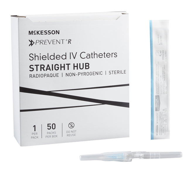 McKesson | Peripheral IV Catheter McKesson Prevent R 22 Gauge 1 Inch Button Retracting Safety Needle | 380223