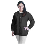 Dukal | Lab Jacket FitMe Black Hip Length 3-Layer SMS Disposable | UGJ-6500-S