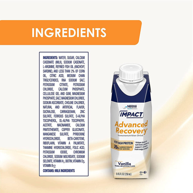 Nestle | Oral Supplement Impact Advanced Recovery Vanilla Flavor Liquid | 00043900943114-1