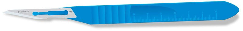 #11 Sterile Stainless Steel Surgical Scalpel Blade with Plastic Handle | MacCut by SurgiMac | Box of 10 MC-10-4111