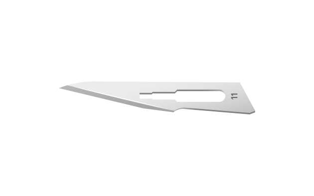 #11 Sterile Stainless Steel Surgical Scalpel Blade with Plastic Handle | MacCut by SurgiMac | Box of 10 MC-10-4111