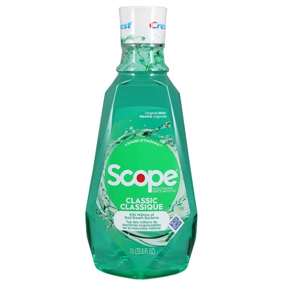 Scope Mouthwash, 1L Bottle, Orig. Mint 80812411-1