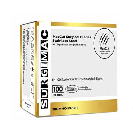 SurgiMac | #11 Sterile Stainless Steel Surgical Scalpel Blade | MacCut by SurgiMac | Box of 100 | MC-10-1211