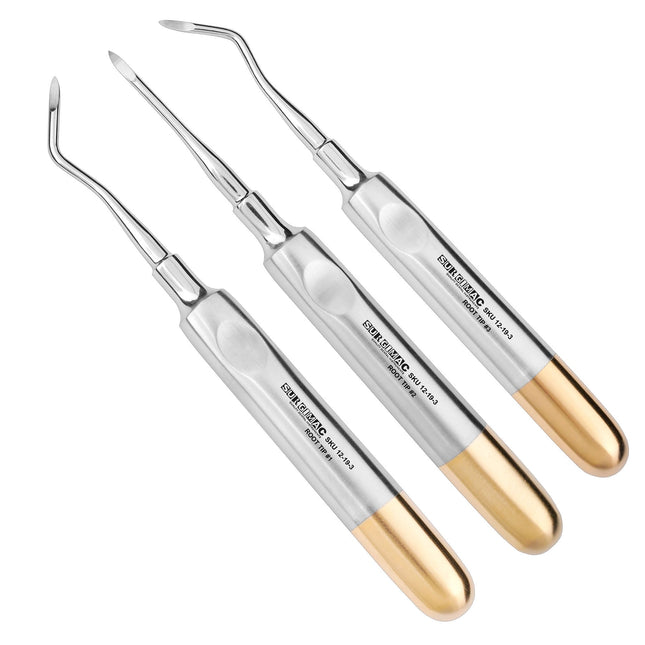 SurgiMac Root Tip Pick Elevators, Set of 3, Easy Grip Handle, Stainless Steel, Pro Series, 3/Pk