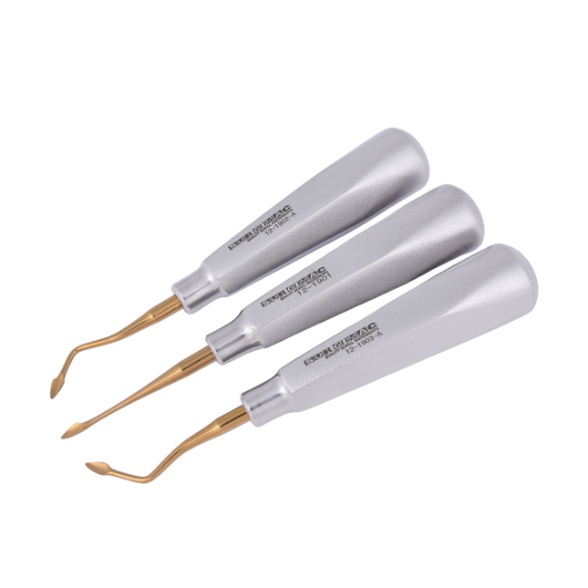 SurgiMac Spade Elevators, Left, Right & Straight (Set), Gold (TiN) Tips, Stainless Steel, Air Series, 3/Pk