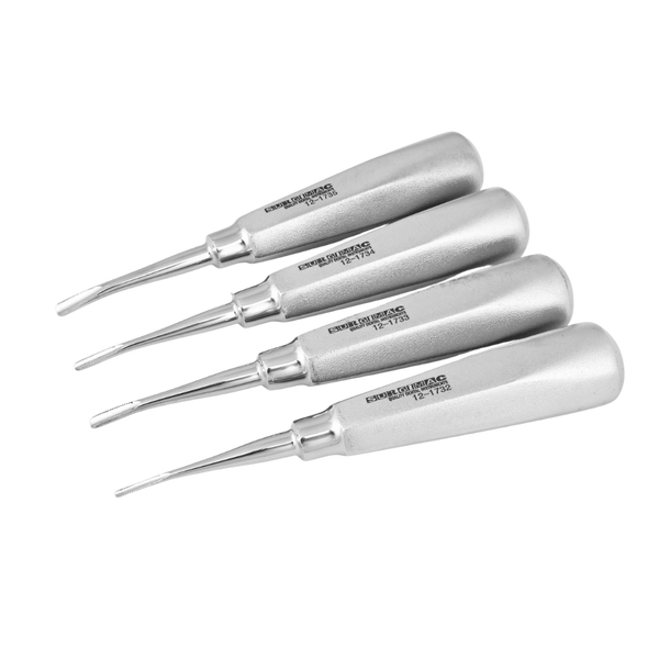 SurgiMac Root Elevators, Serrated Tips, Set of 4, Stainless Steel, Air Series, 1/Pk