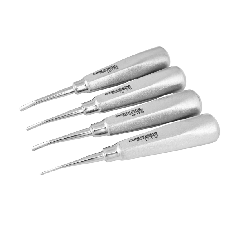 SurgiMac Root Elevators, Serrated Tips, Set of 4, Stainless Steel, Air Series, 1/Pk