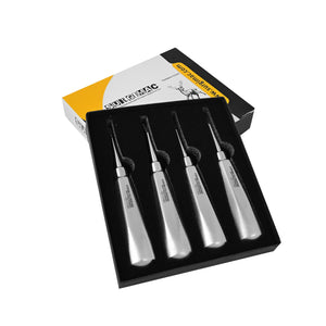 SurgiMac Root Elevators, Serrated Tips, Set of 4, Stainless Steel, Air Series, 1/Pk