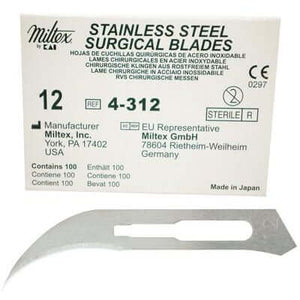 Miltex #12 Sterile Stainless Steel Surgical Scalpel Blade, Box of 100 | SurgiMac Dental Supply