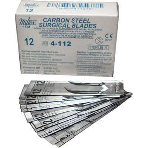 Miltex #12 Sterile Carbon Steel Surgical Scalpel Blade, Box of 100 blades 4-112