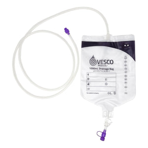 Enteral Drainage Bag with ENFit Connector Vesco Medical™ 60 Inch 1000 mL Sterile VED-012EO-1