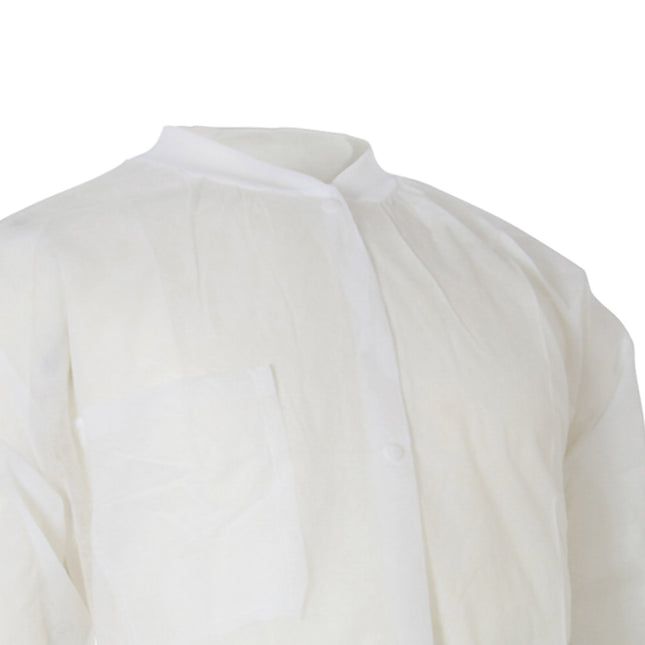 Lab Coat McKesson White Large / X-Large Knee Length Spunbond Polypropylene Disposable