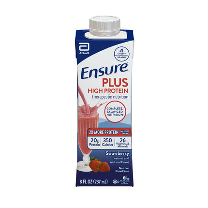 Oral Supplement Ensure Plus High Protein Therapeutic Nutrition Shake Strawberry Flavor Liquid