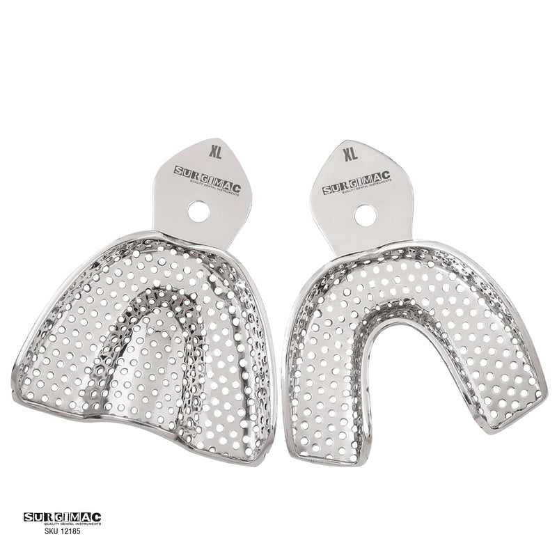SurgiMac Impression trays, Regular Perforated Full-Arch, Stainless Steel, Eco Series, 10/Pk | SurgiMac Dental Supply