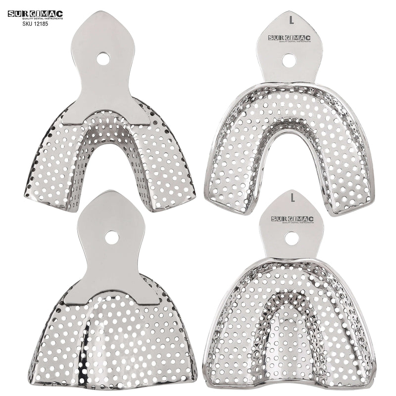 SurgiMac Impression trays, Regular Perforated Full-Arch, Stainless Steel, Eco Series, 10/Pk | SurgiMac Dental Supply