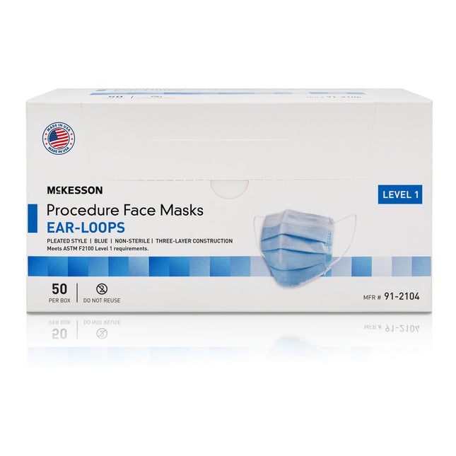 McKesson | Procedure Mask McKesson ASTM Level 1 Earloops One Size Fits Most | 91-2104