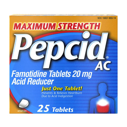 Antacid Pepcid AC Maximum Strength 20 mg Strength Tablet 25 per Box