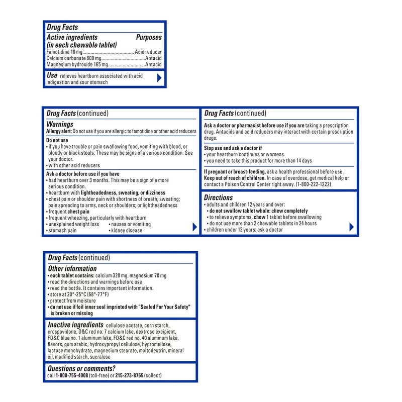 Antacid Pepcid Complete 800 mg - 165 mg - 10 mg Strength Chewable Tablet 71683729125