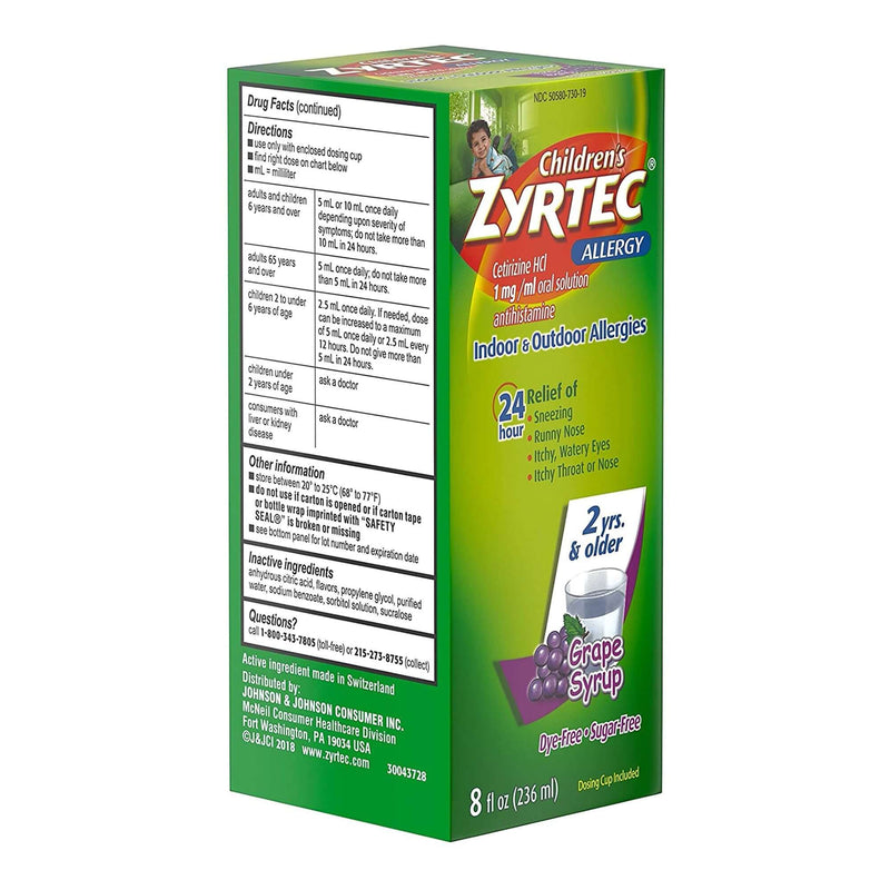 Children's Allergy Relief Zyrtec® 1 mg / 1 mL Strength Solution 4 oz. 50580073005