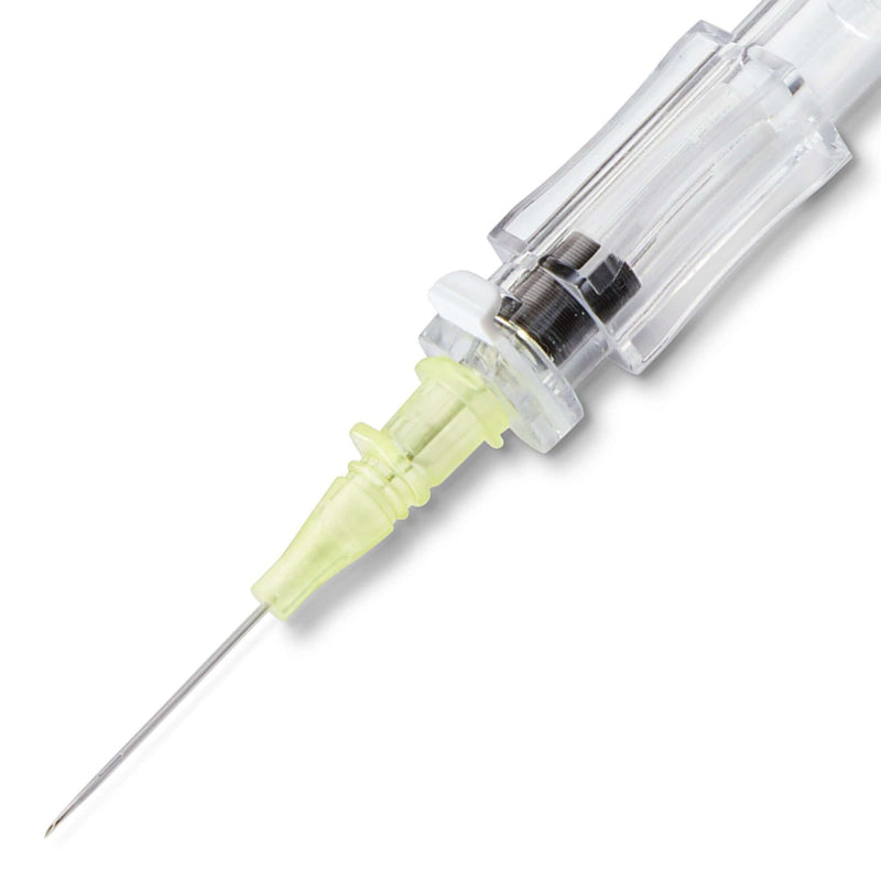 Peripheral IV Catheter McKesson 24 Gauge 3/4 Inch Polyurethane Straight Hub Non Blood Control Push Button Safety