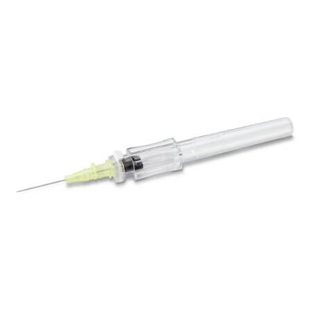 Peripheral IV Catheter McKesson 24 Gauge 3/4 Inch Polyurethane Straight Hub Non Blood Control Push Button Safety