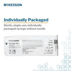 McKesson 60 mL Syringe Luer Lock Tip, Sterile, Disposable, Clear Barrel, Precise Dosing | SurgiMac Dental Supply