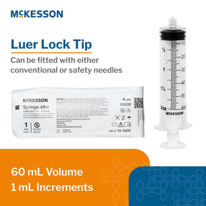McKesson 60 mL Syringe Luer Lock Tip, Sterile, Disposable, Clear Barrel, Precise Dosing | SurgiMac Dental Supply