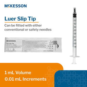 General Purpose Syringe McKesson 1 mL Luer Slip Tip Without Safety
