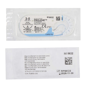 Prolene™ Polypropylene PC-5 3/8 Circle Precision Conventional Cutting Needle Size 3-0 Monofilament | SurgiMac Dental Supply