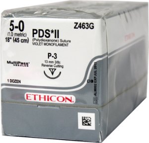 PDS™ II Polydioxanone P-3 3/8 Circle Precision Reverse Cutting Needle Size 5-0 Monofilament | SurgiMac Dental Supply