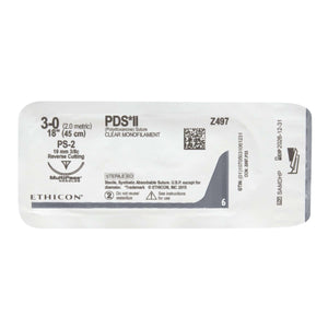 PDS™ II Polydioxanone PS-2 3/8 Circle Precision Reverse Cutting Needle Size 3-0 Monofilament | SurgiMac Dental Supply