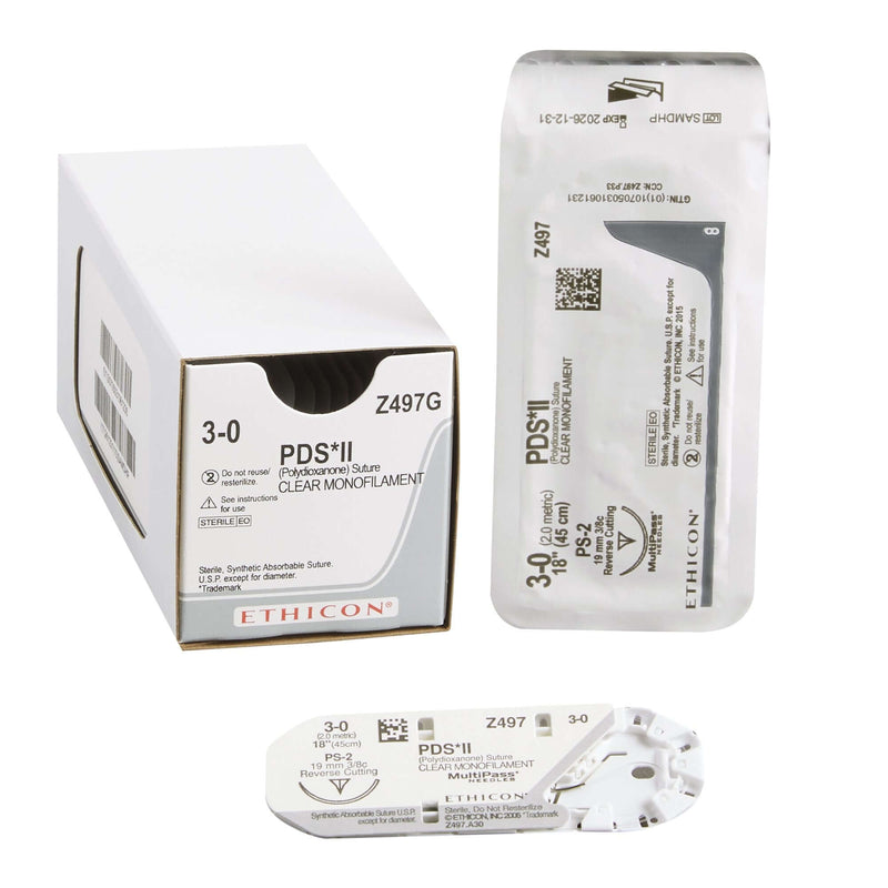 PDS™ II Polydioxanone PS-2 3/8 Circle Precision Reverse Cutting Needle Size 3-0 Monofilament | SurgiMac Dental Supply