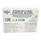 Integra Lifesciences | Miltex #12B Sterile Stainless Steel Surgical Scalpel Blade, Box of 100 blades | 4-312B