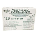 Miltex #12B Sterile Stainless Steel Surgical Scalpel Blade, Box of 100 blades 4-312B