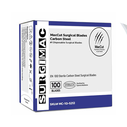 #12 Sterile Carbon Steel Surgical Scalpel Blade | MacCut by SurgiMac | Box of 100