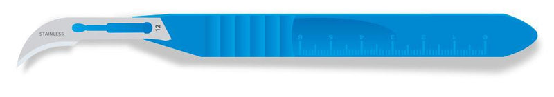 #12 Sterile Stainless Steel Disposable Scalpel Blades with Plastic Handle | MacCut by SurgiMac | Box of 10 MC-10-4112