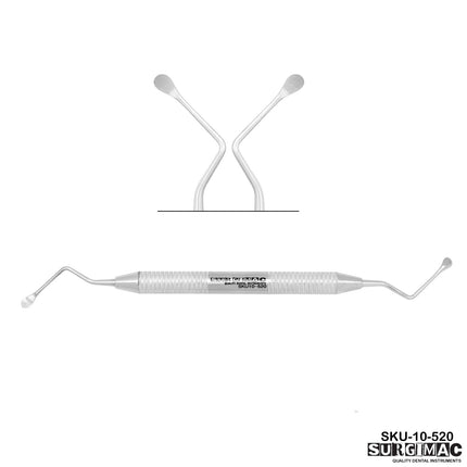 SurgiMac #12 Miller Surgical Curette, 35mm reach. 4.5 mm wide spoon, non-serrated ends, Stainless Steel, Air Series, 1/Pk