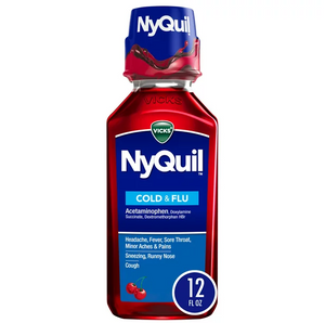 Vicks Nyquil Liquid, Flu/Cold, Cherry, 12oz 2390001427