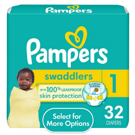 Pampers Swaddlers Newborn Diapers Size 1, 32/pk, 4pk/cs