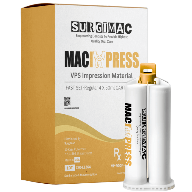 SurgiMac VPS Impression Material Heavy Body, Fast Set, 50 ml Cartridges, MacImpress, 4/Pk | SurgiMac Dental Supply